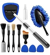 YAKATOTUO Windshield Cleaner Tool, 12Pcs Car Cleaning Kit, 23-inch Extendable Handle with 4 Micro...