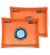 500 Gram (2 Pack) Color-Indicating Desiccant Packs for Storage, Rechargeable Silica Gel Packets, ...