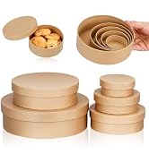 TEHAUX Gift Boxes, 5pcs Round Nesting Paper Mache Boxes with Lids, Assorted Sizes for Craft, Cand...