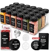 EDELHAUS Glass Spice Jars and Bamboo Lids (12 x 4oz) Spice Containers with Shaker Inserts - Add-O...