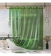 AmazerBath Shower Curtain Liner, 100% EVA Soft Clear Green Heavy Duty Shower Curtain and Liner 2-...