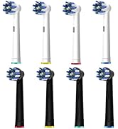 8pcs Cross Clean Replacement Heads Compatible with Braun Oral B Electric Toothbrush, 4pcs White a...