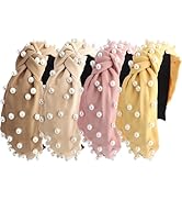 TODDER Headbands for Women Girls 4 Pack Pearl Knotted Headband for Women Top Knot Head Bands for ...