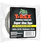 T-Rex Double Sided Super Glue Tape, 0.75" x 15 Yards, Clear, 1 Pack (287704)