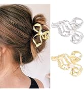 Banatra Bow Claw Hair Clips Gold Metal Hair Claw Clip Pearl Hair Clip Claws Nonslip Stylish Hair ...