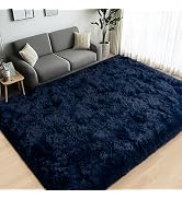 Lairep Large Area Rugs for Living Room Bedroom, 4x6 Feet Navy Blue Fluffy Shag Rug, Ultra Soft Sh...