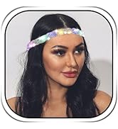 JEAIRTS Light Up Headbands Glowing Led Rhinestone Headpiece Sparkly Crystal Forehead Head Chain E...