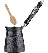 BCS 12 Oz Copper Turkish Greek Arabic Coffee Pot with Wooden Handle (4 servings) Cezve Ibrik Brik...