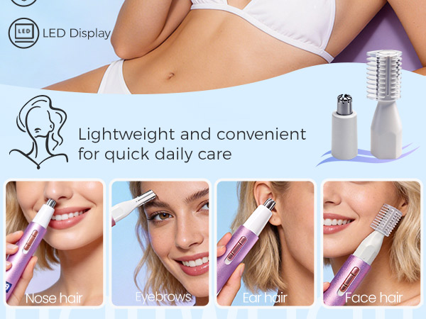 Nose & Eyebrow Hair Trimmer for Women Men,Painless Rechargeable Ear & Nose Hair Trimmer Clipper
