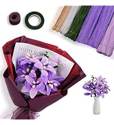 HUEYTON DIY Lily Bouquet Making Kit with 440pcs Pipe Cleaners, Purple - Themed Chenille Stems & D...