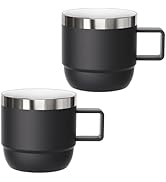 Cafezi 6 oz Small Espresso Mug, Ceramic-Lining, 18/8 Stainless Steel | Double-Wall Vacuum Insulat...