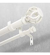 TVWOO 1 Inch Double Curtain Rod:White Adjustable Heavy Duty Curtain Rods for Windows 36-88" Decor...