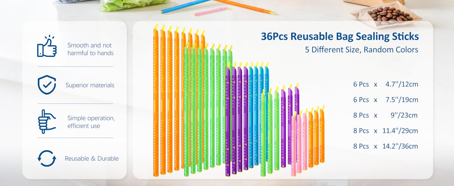 Reusable Bag Sealing Clips with 5 Different Sizes