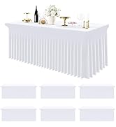 Smiry Spandex Tablecloth 6 Pack, Elastic Fitted Stretch Tablecloth for 6FT Rectangle Tables, Wate...