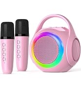 Hockvill Mini Karaoke Machine for Kids with 2 Microphones, Bluetooth Toddler Karaoke Toy with LED...