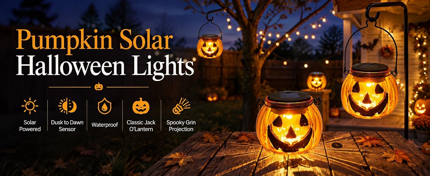 pumpkin solar halloween lights