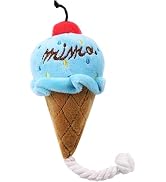 GANPUB 1 Pc Ice Cream Dog Squeaky Toys, Puppy Chew Toys with Ropes, Dog Plush Toy for Small to Me...