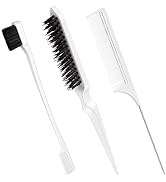 3 Pcs Slick Back Hair Brush Set Bristle Hair Brush Edge Control Brush Teasing Comb for Women Baby...