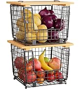 Wire Storage Basket for Kitchen Pantry: GGIU Stackable Kitchen Counter Organizers - Wire Organizi...