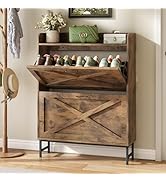 Shoe Storage Cabinet, Shoe Cabinet Storage for Entryway with 2 Flip Drawers, Wooden Freestanding ...