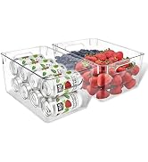 Lifemaster Multi-purpose Refrigerator Bins - 2 pieces Large Capacity Stackable Fridge Bin Organiz...