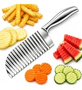 Suuker Crinkle Cutter for Veggies, Stainless Steel Wave Potato Slicer | Wide Wavy Blade for Frenc...