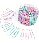 Large Paper Clips, 2 Inch, 300 Psc in Macaron Purple, Pink & Green, Anti-Rust Metal Colored Paper...