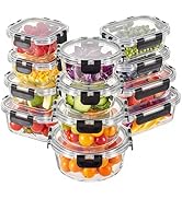 Liuruiyu 12 Pack Glass Food Storage Containers with Lids, Meal Prep Containers, Airtight Bento Bo...
