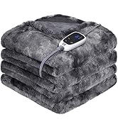 SEALY Electric Blanket Heated Throw, Faux Fur Heating Blanket with 6 Heat Settings & 2-10 Hours A...