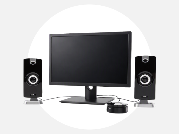 Set up the speakers of the CA-3090 2.1 Speakers System in your desktop