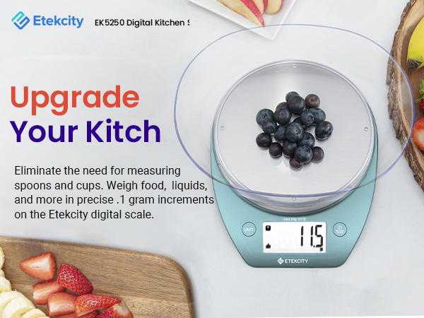 The scale has stainless steel platform, 0.1g increment, and a big bowl.