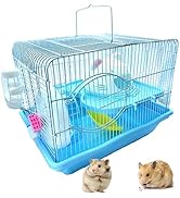 MUYG 2-Tier Portable Hamster Cage and Habitats, Travel Metal Mouse Cages with Free Water Bottle, ...