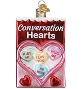 Old World Christmas Conversation Hearts Candy Box Glass Blown Ornament for Christmas Tree, Handcr...