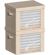 Clothes Storage Bins with Foldable Metal Frame - 36L Large Capacity Stackable Linen Fabric Organi...