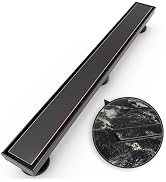 WEBANG 24 Inch Shower Linear Bronze Drain Rectangular Floor Drain with Accessories Reversible 2-i...