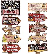 Hooqict 20 Pieces Pirate Party Decorations Sign Beware of Pirates Party Directional Signs Pirate ...