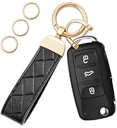 OHKYOOT Leather Car Keychain,Carabiner Clip Key Fob Keychain for Home Car Keys Women Men