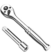 3/8-Inch Drive Ratchet Wrench, 90-Tooth Quick-release Reversible Ratchet Wrench with an Extension...
