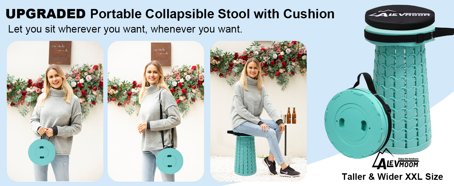 Xxl camping stool with cushion