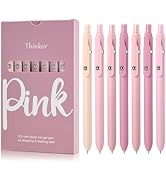 thinkor Gel Pens, 7 Pcs 0.5mm Quick Dry Black Ink Pens Fine Point Smooth Writing Pens, Cute Offic...