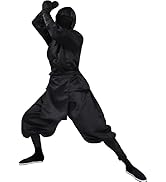 Men's Black Ninja Costume Japanese Samurai Swordsman Uniform Suit Halloween Cosplay Outfit
