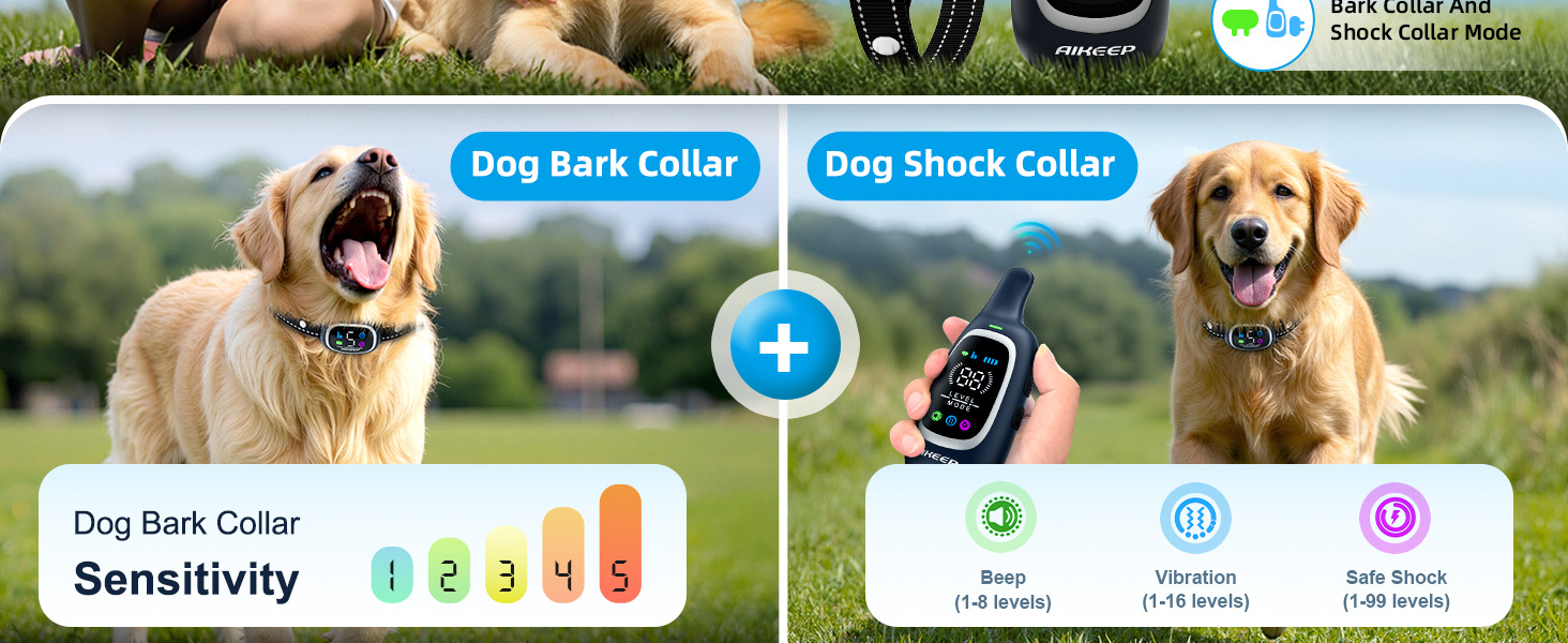 2-in-1 Dog Shock Collar and Bark Collar