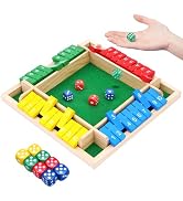 URYAZO Shut The Box Game 4 Player Classics Dice Game Family Wooden Board Games Table Math Enterta...