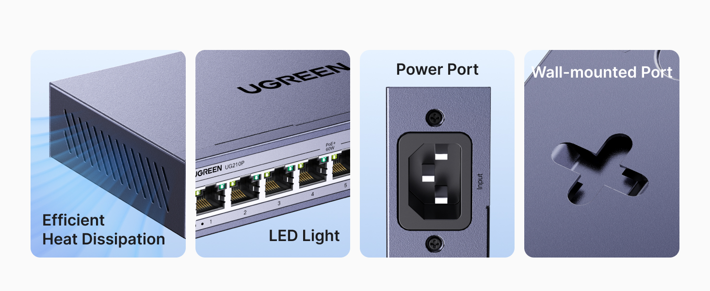 PoE Switch Ethernet Switch 10-Port 1000Mbps