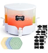 Rotatable 360° 4.2L Beverage Dispenser for Fridge, 3 Grids Plastic Drink Dispenser with 3 Spigots...