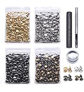 SEMINI 400 Sets 6mm Leather Rivets,Double Cap Rivet Tubular 4 Colors Metal Studs with Fixing Tool...