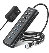 Powered USB Hub, Rosonway 7-Port USB 3.2/USB C Hub with 10Gbps USB-A 3.2, 2 USB-C 3.2, 4 USB 3.0 ...