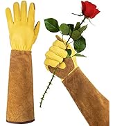 Long Gardening Gloves for Women Thorn Proof,Rose Pruning Cowhide Leather Garden Glove for Cactus,...