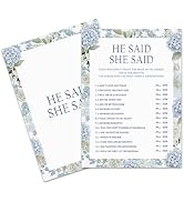 LSJEHTQ Bridal Shower Games Cards, He Said She Said Themed Bridal Shower Games for 25 Guests, Blu...