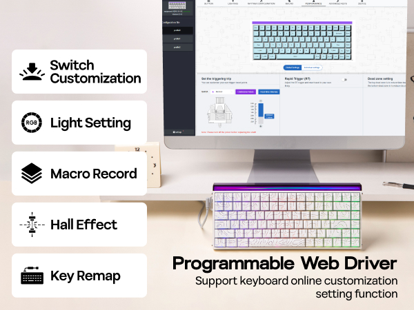 Hall Effect Keyboard with Neon RGB Light Box